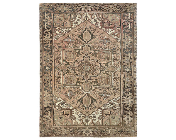 8x11 Vintage Heriz Brown Persian Style Hand Knotted Wool Area Rug